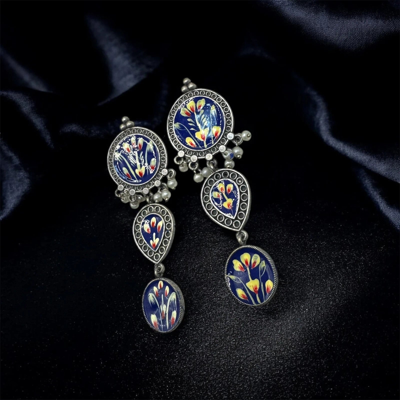 Boho Floral Enamel Dangle Earring – view 2