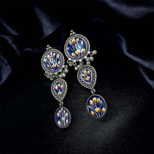 Boho Floral Enamel Dangle Earring – view 2