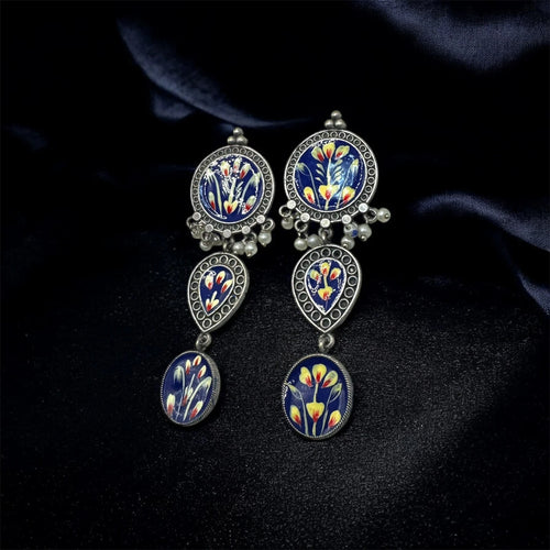 Boho Floral Enamel Dangle Earring