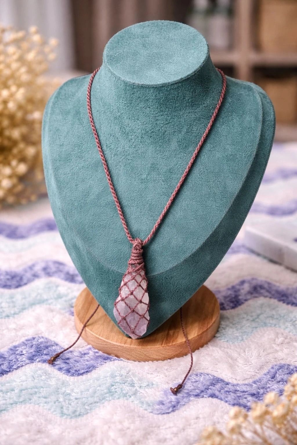 Handmade Amethyst Macrame Necklace – view 2