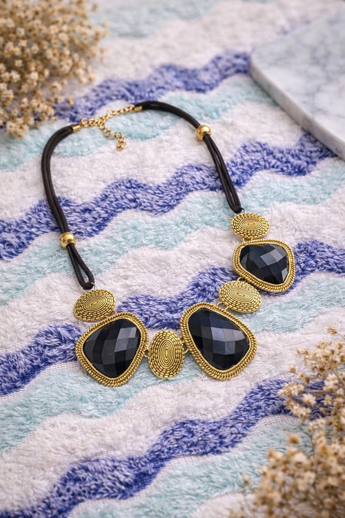 Black & Gold Statement Necklace – view 2