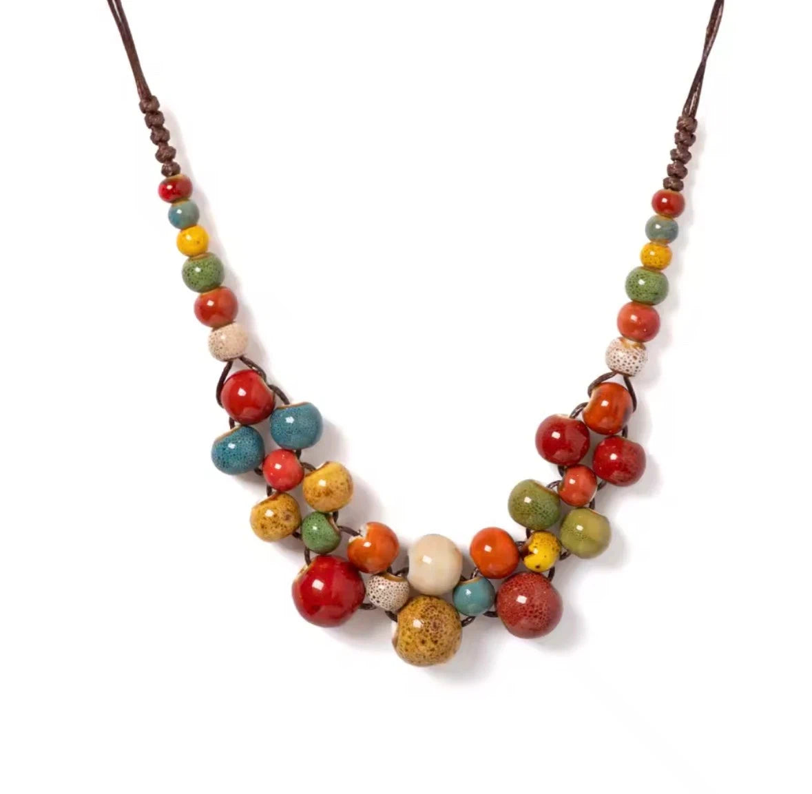 Colorful Handmade Ceramic Necklace Multilayer -Adjustable – view 3