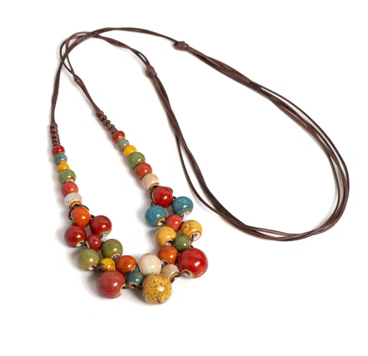 Colorful Handmade Ceramic Necklace Multilayer -Adjustable