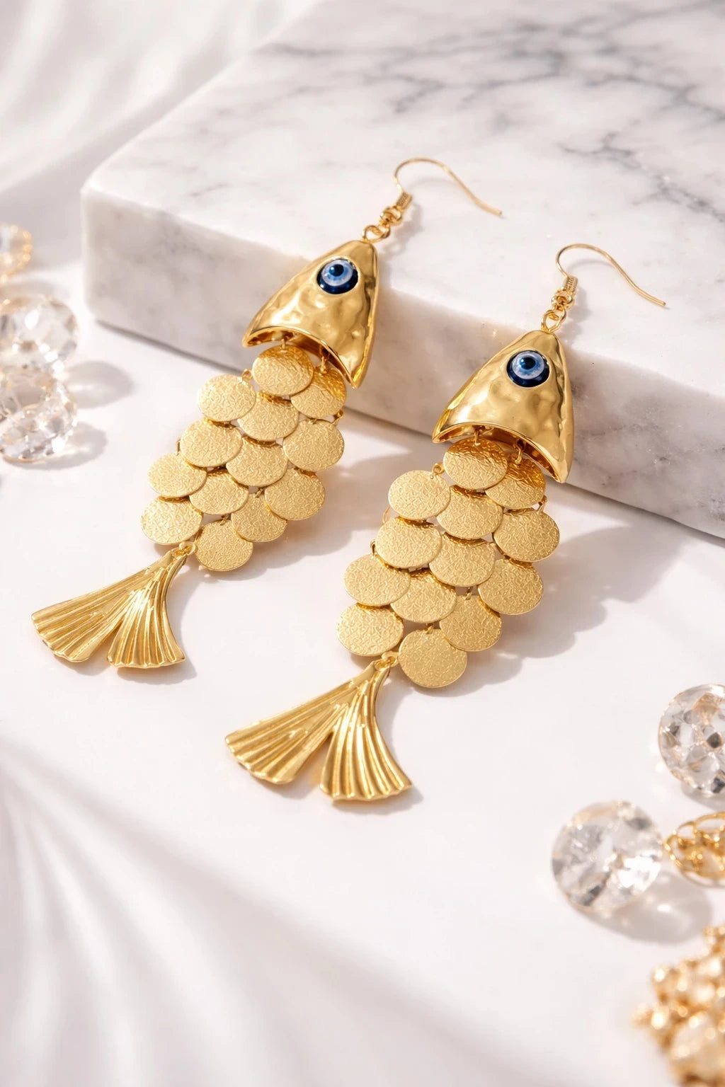 Mediterranean Gold Fish Earrings – view 2