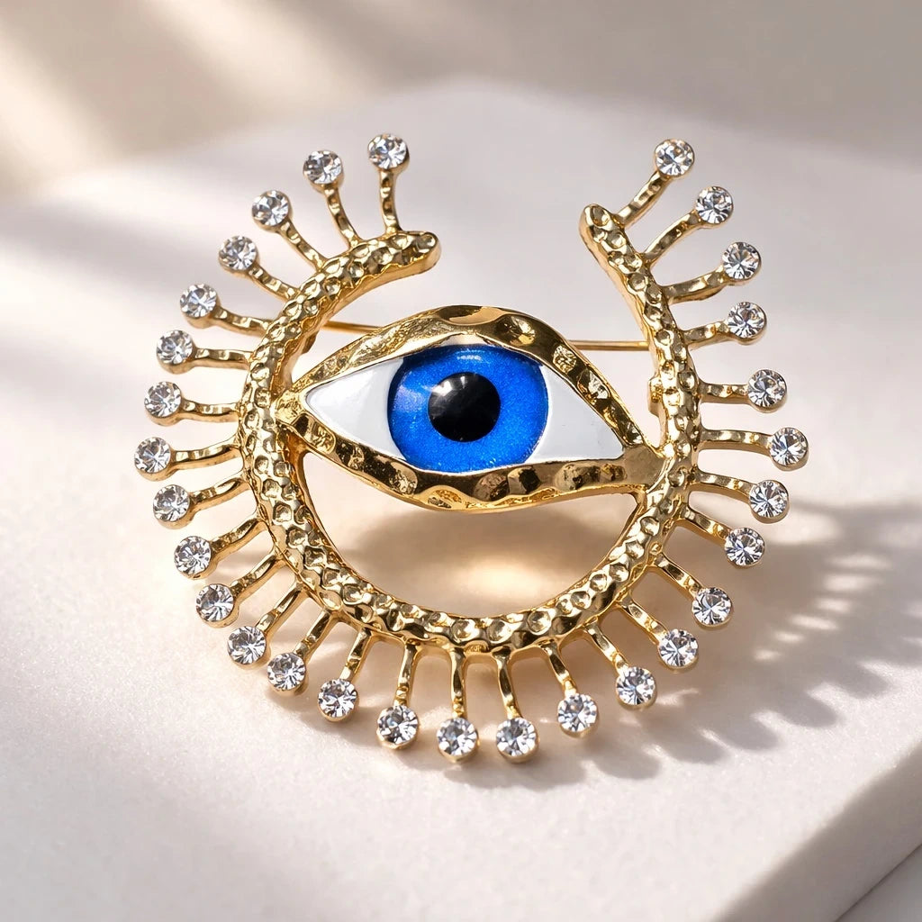 Gold Evil Eye Brooch -Blazers & coats