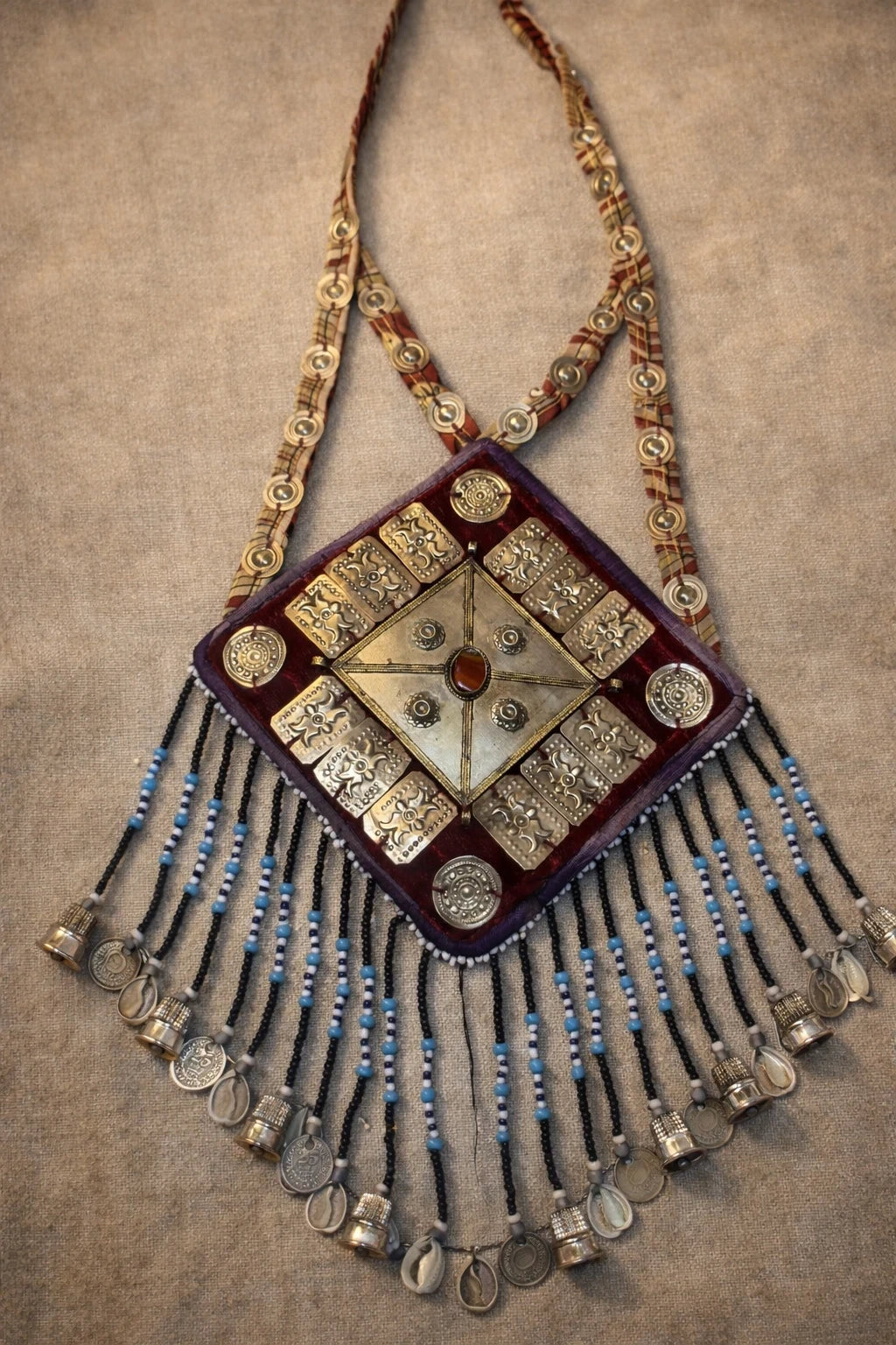 Handcrafted Tribal Statement Necklace with Antique Coin Tassels – view 2