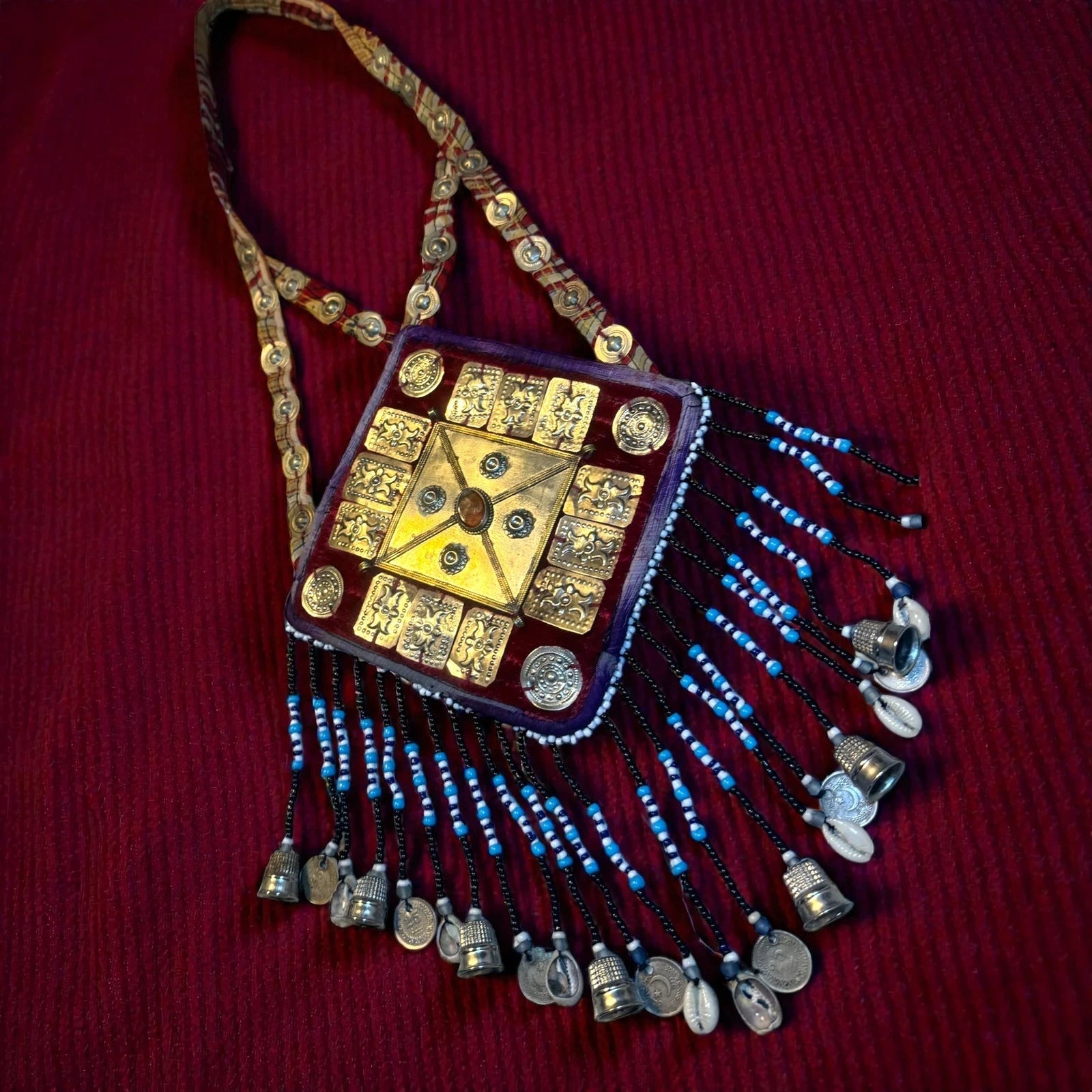 Handcrafted Tribal Statement Necklace with Antique Coin Tassels