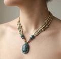 Boho Turquoise & Bone Bead Multi-Strand Necklace
