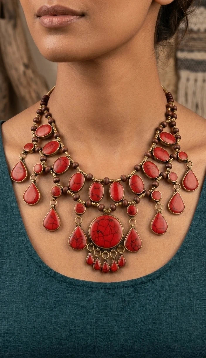 Handcrafted Tribal-Style Statement Necklace – view 3
