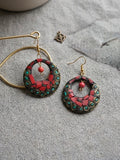 Tibetan-Style Mosaic Hoop Earrings