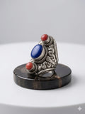 Bold Lapis & Coral Tribal Ring