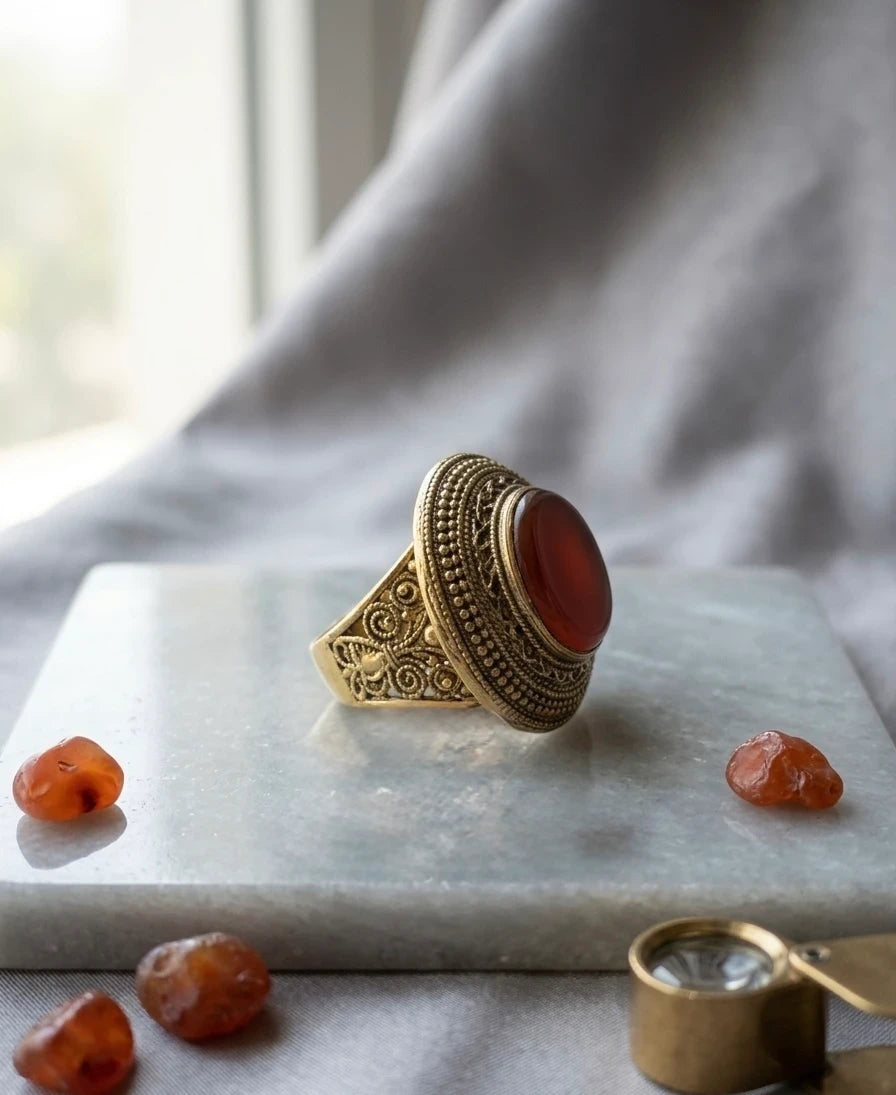 Antique Brass and Carnelian - Artisan Work – view 3