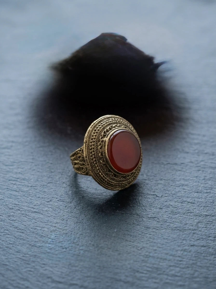 Antique Brass and Carnelian - Artisan Work