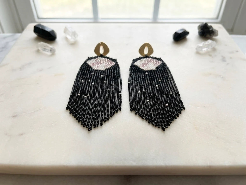 Handmade Artisan Beaded Fringe Earrings
