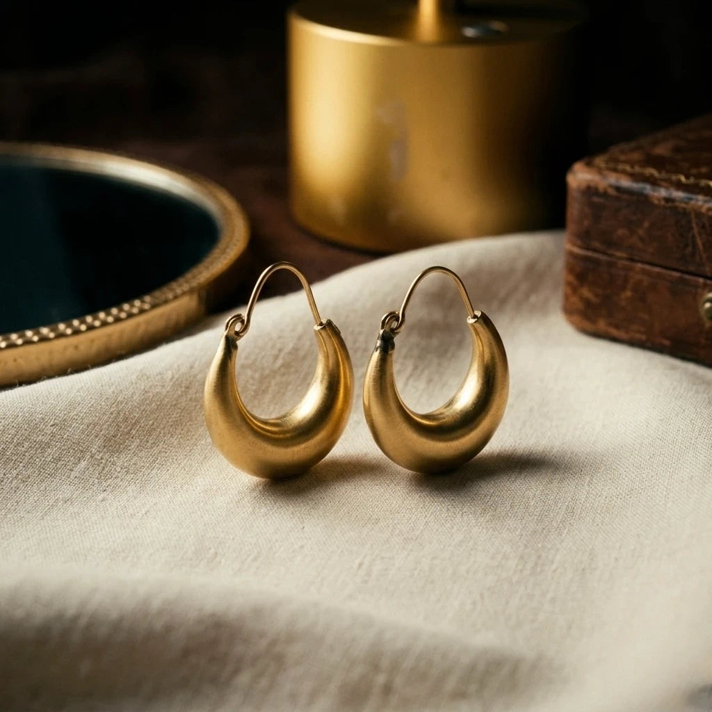 Bold Retro Gold Geometric Statement Earrings -Best for Unisex – view 2