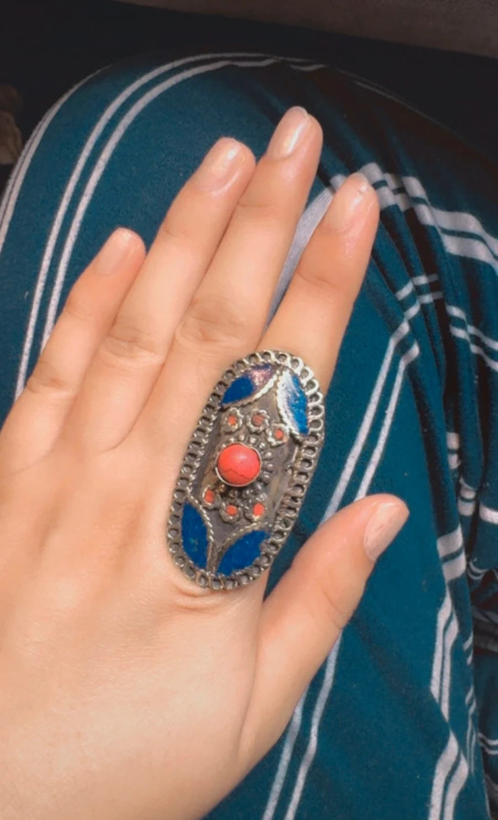 Huge Tibetan Statement Ring -Adjustable – view 3