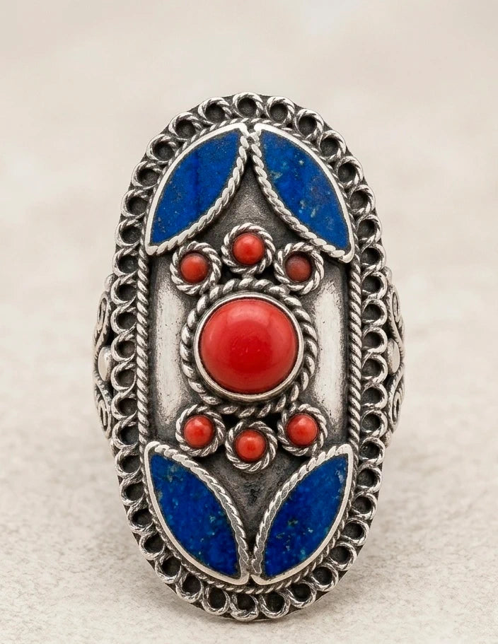 Huge Tibetan Statement Ring -Adjustable – view 4