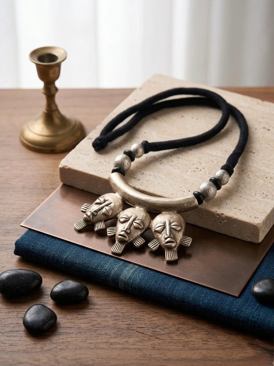 Baule-inspired mask Statement Necklace – view 3