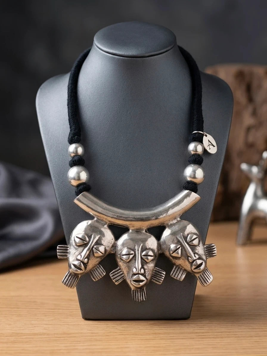 Baule-inspired mask Statement Necklace