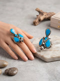 Oxidised Turquoise Bird Ring