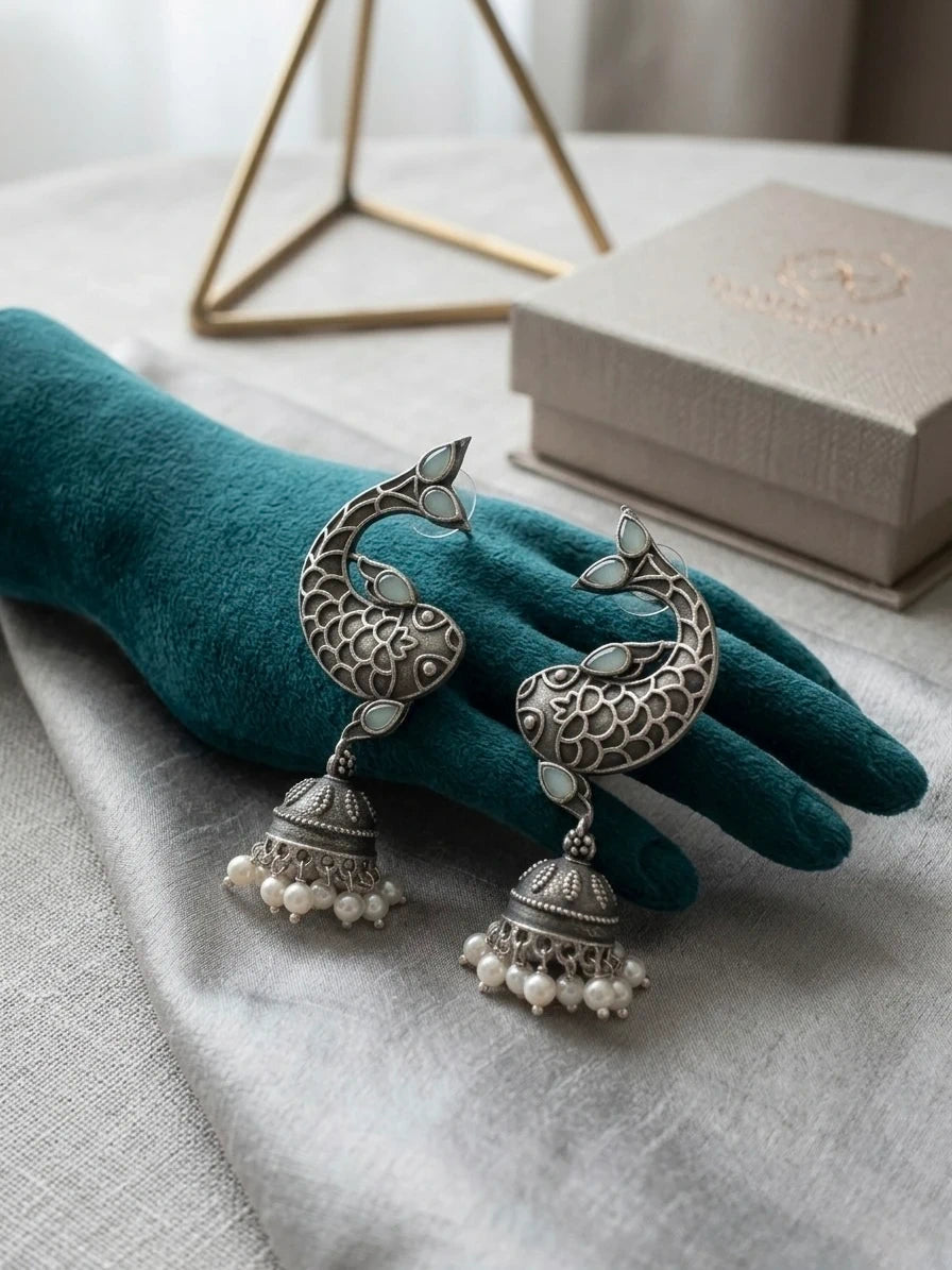 Fish Jhumka Earrings with Pearl Accents – view 2