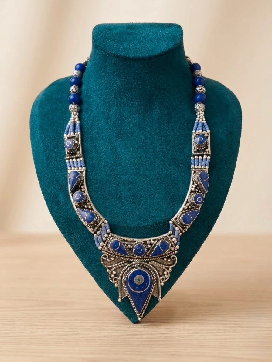 Exquisite Lapis Lazuli Tribal Statement Necklace