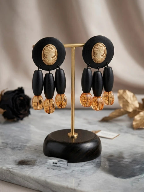 Bohemian Cameo Chandelier Earrings