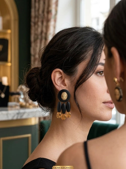 Bohemian Cameo Chandelier Earrings – view 2