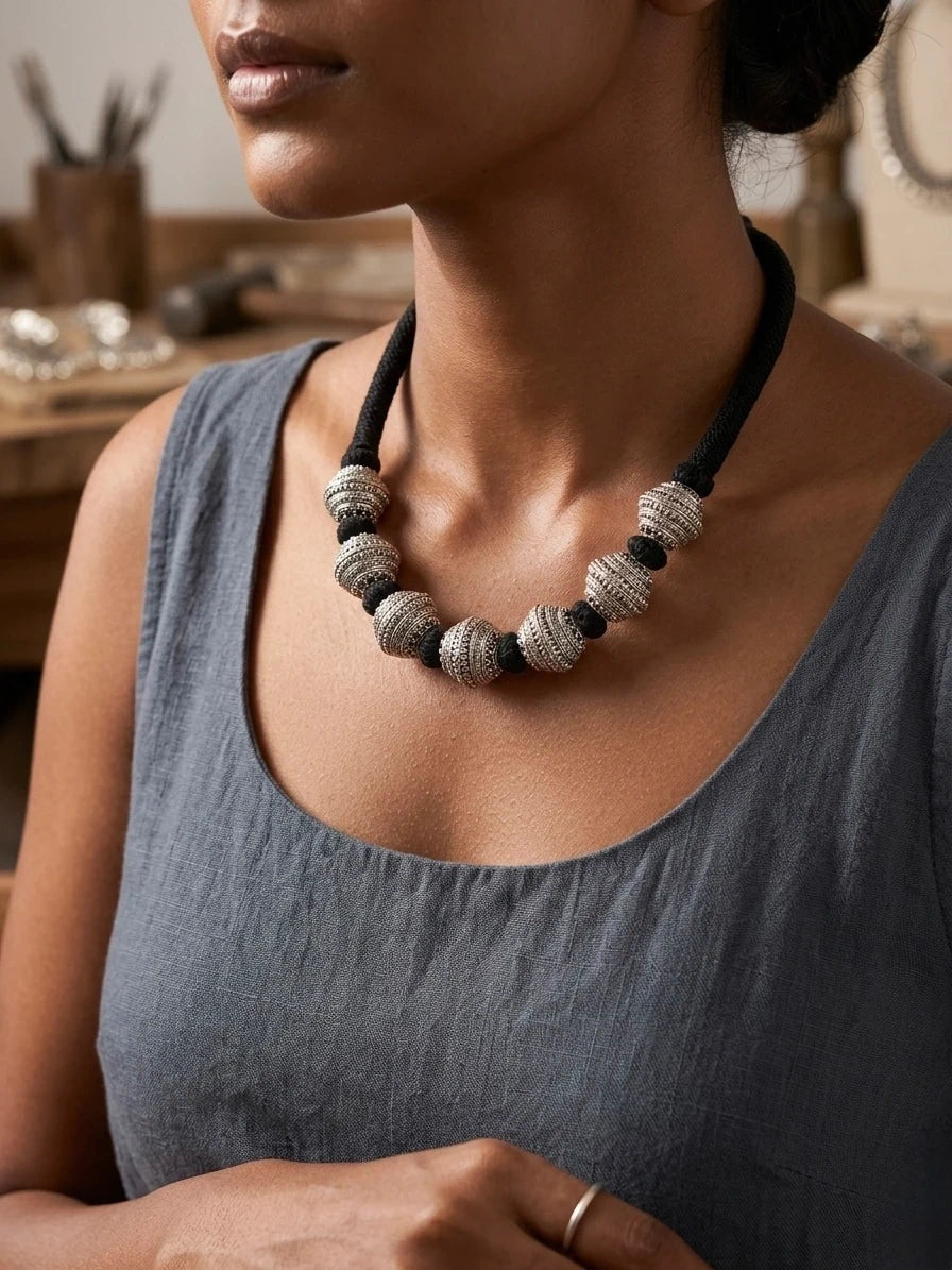 Artisanal Oxidized Statement Necklace – view 2