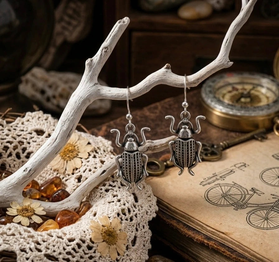 Boho Beetle Drop Earrings – view 3