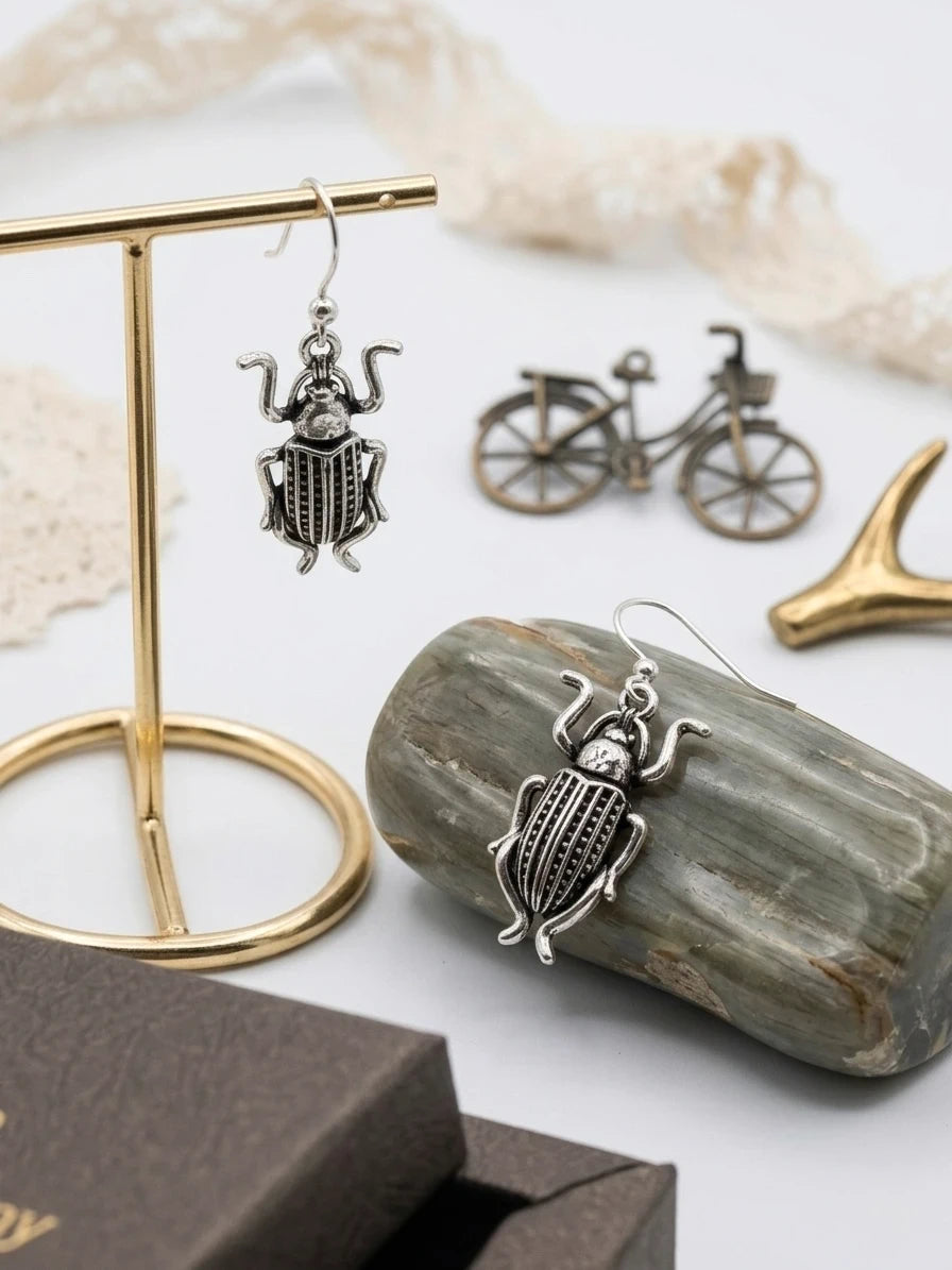 Boho Beetle Drop Earrings – view 2