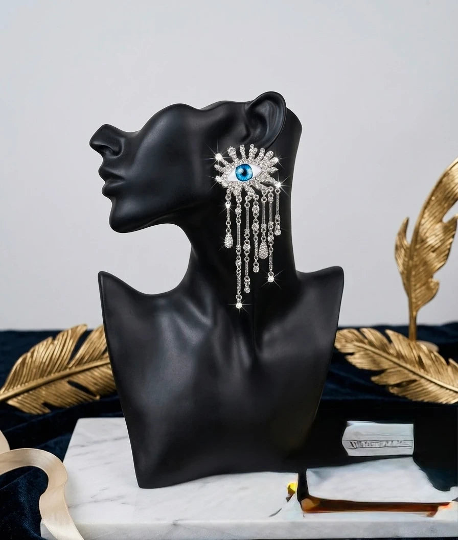 Long Evil Eye Chandelier Earrings