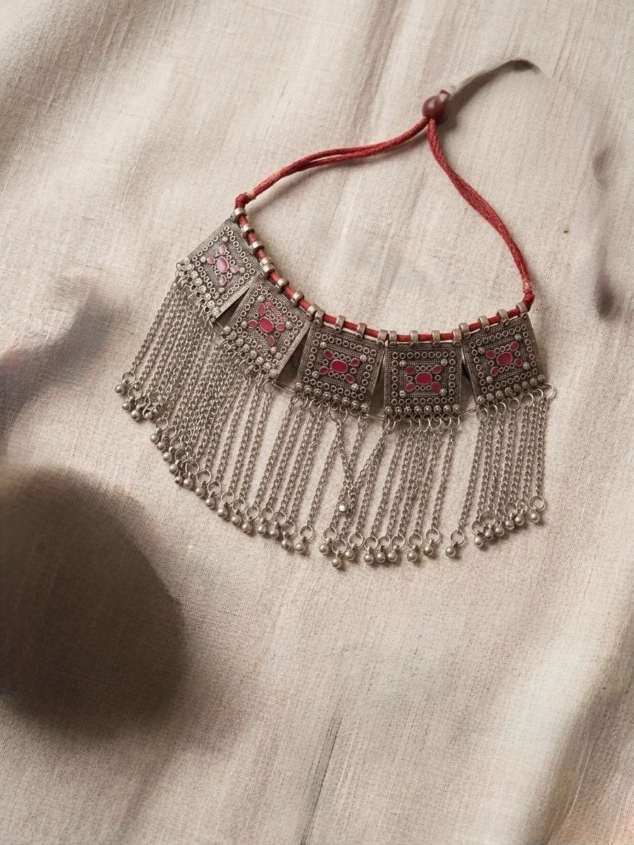 Adjustable Bohemian Oxidized Silver Choker – view 2