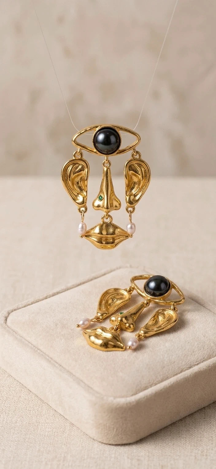 Famous Muse Surrealist Face Earrings – view 2