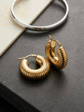 Gerippte Chunky Creolen – Vintage Gold